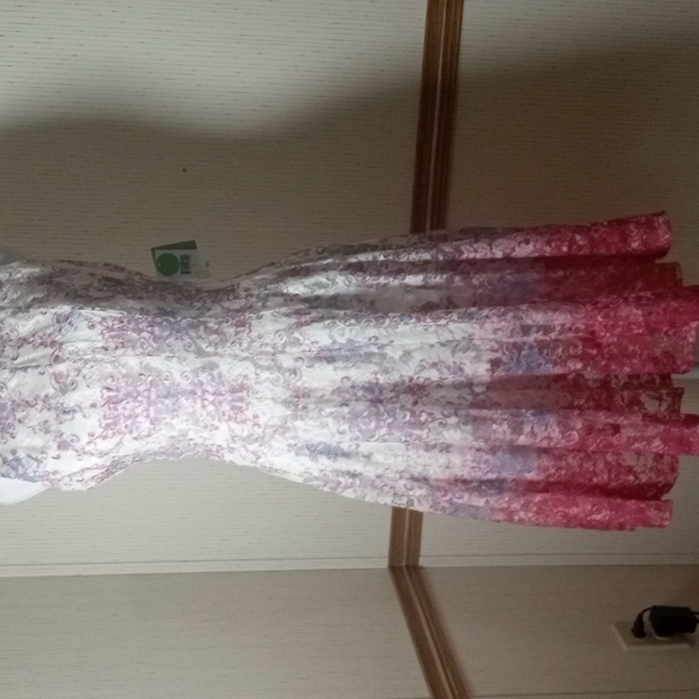 Danny & Nicole Sleeveless Lace Midi Dress in Pink and White Ombre, Easter, Summe - Picture 3 of 6